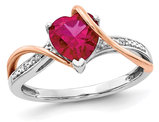 1.50 Carat (ctw) Ruby Heart Ring in 14K White and Rose Pink Gold